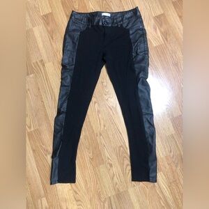 Bisou Bisou black leggings with faux leather details size 8